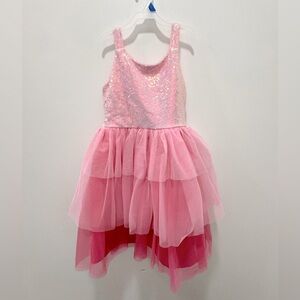 Zunie Girl L10/12 Tulle Sequence 3 Tiered Sleeveless Light Pink  Dress  NWT